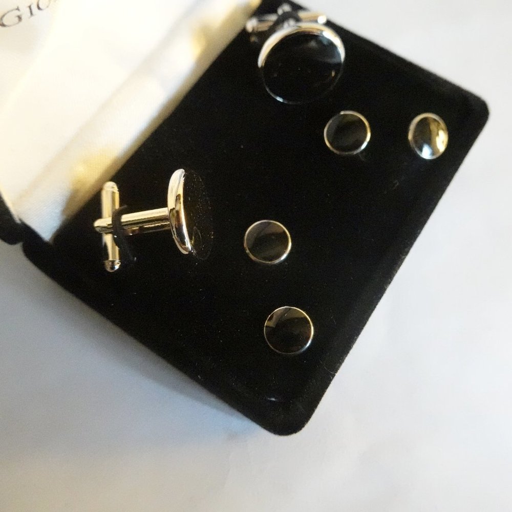 Black and Silver Tuxedo Cufflinks and Studs